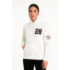 Kadın Üç İplik Kapüşonlu Ön ve Arka Baskılı SweatShirt hoodie - Beyaz