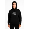 Kadın Kapşonlu Sweatshirt – Oversize Üç İplik Şardonlu Hoodie, “West Coast Classics” Ön & Arka Baskılı, Kanguru Cepli Kışlık Günlük Stil - Siyah