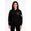 Kadın Üç İplik Kapüşonlu Ön ve Arka Baskılı SweatShirt hoodie - Siyah