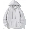 Kadın 3 İplik Pamuklu Kapüşonlu Kanguru Cepli Düz Oversize Hoodie Sweatshirt - Gri