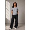 Kadın V Yaka Basic Tişört Kısa Kol Yazlık Regular Fit T-Shirt - Gri
