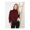 Kadın Yarım Balıkçı Yaka Triko Kazak - Bordo