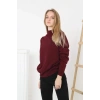 Kadın Yarım Boğaz Triko Kazak yumuşak dokulu Pamuklu ince Dokuma, uzun kollu Rahat Regular kalıp - Bordo