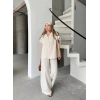 Keten Kısa Kollu Cepli Gömlek Pantolon ikili Takım - Beyaz