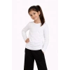 Kız Çocuk Basic Uzun Kollu Tişört Okul Günlük Rahat T-Shirt - Beyaz