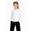 Kız Çocuk Basic Uzun Kollu Tişört Okul Günlük Rahat T-Shirt - Beyaz
