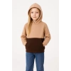 Kız Çocuk Kapüşonlu Kanguru Çepli Parçalı SweatShirt - Renkli
