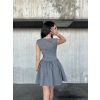Kolsuz Mini Elbise- Gri