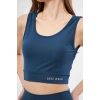 Kolsuz Sporcu Baskılı Crop - Turkuaz