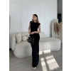 Kolsuz Uzun Likralı Elbise - Siyah