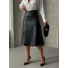 Komple parçalı deri etek siyah h26441