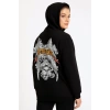 Metallica İki İplik Kapüşonlu Ön ve Arka Baskılı hoodie - Siyah