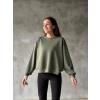 Osy Modal Yumuşak dokulu Kumaş Bisiklet Yaka Oversize Sweatshirt - Haki
