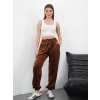 Paça lastikli kadife eşofman kahve md34