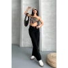 Palazzo straight enzim süper taş yıkama jeans pantolon siyah d2008
