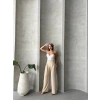 Pileli keten pantolon s255046