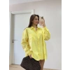 Poplin Kadın Yakalı Yandan Yırtmaçlı Arka Pens Detaylı Gömlek - Sarı