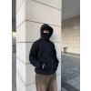 Samuray Ninja Çift Kapşonlu ZIP Fermuarlı Kanguru Çepli Tam Fermuarlı Hoodie Swetshirt - Siyah