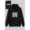 Sevgililer Günü Beyci Hediye Baskılı Oversize Kapüşonlu Sweatshirt - Siyah