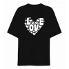 Sevgililer Günü İçin Özel Tasarım Love Kalp Baskılı T-shirt - Siyah