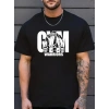 Sporda Günlük Hayata Giyilebilir GYM Baskılı Oversize Bisiklet Yaka Erkek T-shirt - Siyah