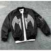 Venom Örümcek Desenli Erkek Mont – Siyah Bomber Ceket, Fermuarlı, Kol Fermuarlı Cep Detaylı, Günlük ve Sokak Modası İçin Uygun - Siyah