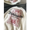 Kadın 3 İplik Pamuklu Bisiklet Yaka Baskılı SweatShirt - Beyaz