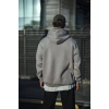 Üç İplik Penye Kapşonlu Basic SweatShirt - Boyalı Gri