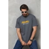 Unisex Basic Bisiklet Yaka Oversize T-Shirt - Füme
