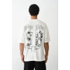 Unisex Baskılı Oversize T-Shirt - Beyaz