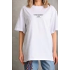 Unisex Baskılı Oversize T-Shirt - Beyaz