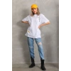 Unisex Baskılı Oversize T-Shirt - Beyaz