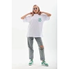 Unisex Baskılı Oversize T-Shirt - Beyaz