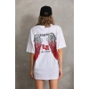 Unisex Baskılı Oversize T-Shirt - Beyaz