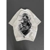 Unisex Baskılı Oversize T-Shirt - Beyaz