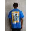 Unisex Baskılı Oversize T-Shirt - Mavi