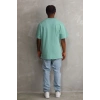 Erkek Baskılı T-Shirt Kısa Kol Bisiklet Yaka Rahat Kalıp Tişört - Mint Yeşili