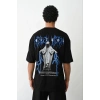 Unisex Baskılı Oversize T-Shirt - Siyah