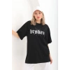 Unisex Baskılı Oversize T-Shirt - Siyah