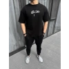 Unisex Baskılı Oversize T-Shirt - Siyah