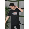 Unisex Baskılı Oversize T-Shirt - Siyah