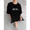 Unisex Baskılı Oversize T-Shirt - Siyah