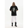 Unisex Baskılı Oversize T-Shirt - Siyah