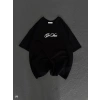 Unisex Baskılı Oversize T-Shirt - Siyah
