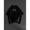 Unisex Baskılı Oversize T-Shirt - Siyah