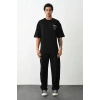 Unisex Baskılı Oversize T-Shirt - Siyah