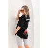 Unisex Baskılı Oversize T-Shirt - Siyah