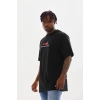 Unisex Baskılı Oversize T-Shirt - Siyah
