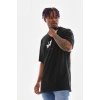 Unisex Baskılı Oversize T-Shirt - Siyah