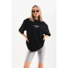 Unisex Baskılı Oversize T-Shirt - Siyah